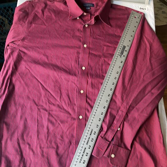 Land’s End Men’s Long Sleeve Button Down Shirt size XL (17-35), Bright Red Blue - Picture 3 of 9